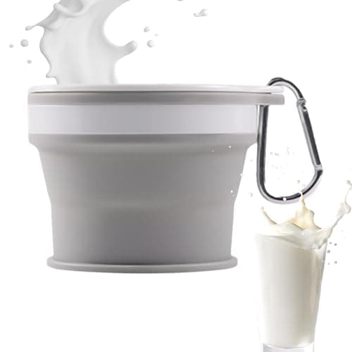 Silicone Folding Cup - Silicone Reusable Portable Foldable Mug | Expandable Camping Cup Drinking Cup with Carabiner for Travel & Hiking