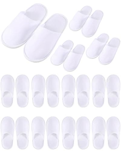 Twistover 12 Pairs Kids Disposable Slippers Bulk Closed Toe, White, Small