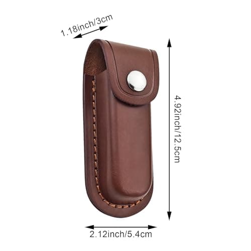 2 Pack Pocket Knife Sheath, Multitool Sheath, Leather Knife Sheath Holster with Belt Loop, Snap Fastener Hunt Holder Pocket for Travel Multi Tool Case Belt Hiking Pouch Holster — view 2