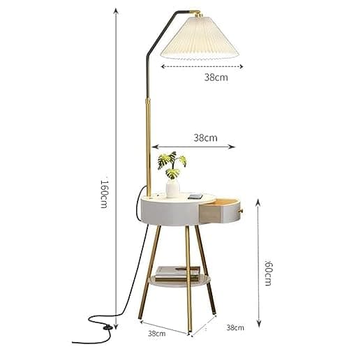 QWPYDXN Task Lighting Nordic Style Floor Lamp, Reading Lamp with Drawer USB Wireless Charging, Bedroom Bedside Standing Lamp with Storage Shelf Tall Pole Lamp — view 2