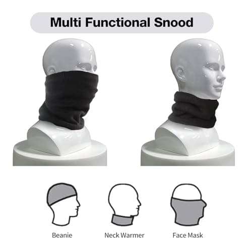 OBSGUMU Neck Warmer for Men Women Fleece Neck Warmer Thermal Snoods for Men Windproof Thermal Knitted Neck Snood Scarf Dust Skiing Circle for Outdoor Sport Black Snoods — view 5