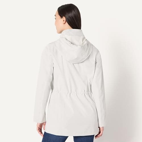Amazon Essentials Women's Relaxed-Fit Packable Lightweight Waterproof Hooded Rain Jacket, Off-white, XL — view 3