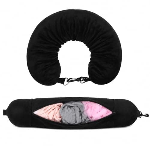 Elegaperma Neck Pillow Storage, Velvet Stuffable Travel Pillow