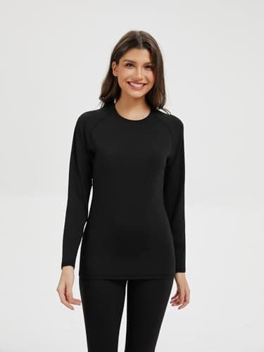 Orrfreer 3 Pack Thermal Base Layer Women Fleece Long Sleeve Compression Shirts Ladies Thermal Tops for Running Ski Hiking 3 Black L — view 3