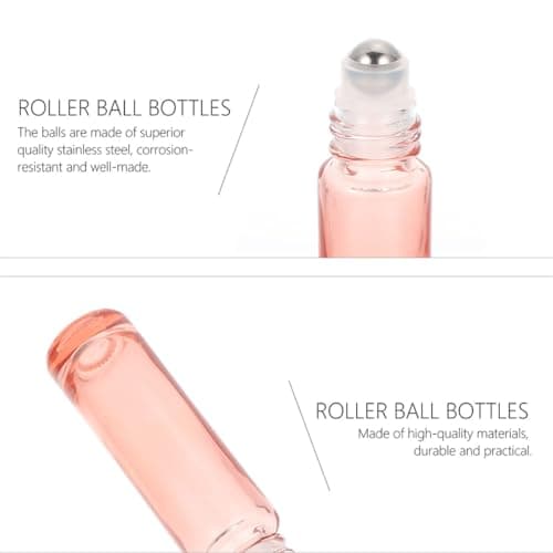 CIMAXIC 12pcs Frosted Glass Roller Bottles with Rose Gold Caps Essential Oil Blends Storage Travel and Home Bottles for Aromatherapy and Perfume — view 3