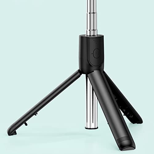 Generic Telescopic Folding Live Video Tripod Selfie Stick with Remote Control for Family Travel Portable Stainless Steel Selfie Rod for Vertical and Horizontal Photos (Black) — view 4