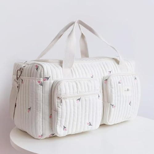 Hospital Bag for Women, Maternity & Baby Delivery Bag with Floral Quilted Design - Large Capacity Weekender Overnight Duffle Bag for Pregnancy, Labor, Travel & Weekend — view 3