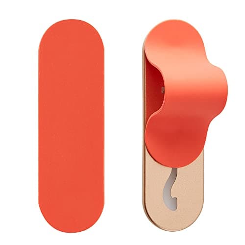 Momostick Phonegrip Slim Wireless Charging, Two-Way Stand, Fold Flat, Car Mount,New Finger Grip for All Smartphones - Matte Orange — view 2