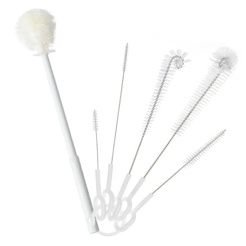 Pipe Cleaning Brushes Pack with Extra-Long Handled Silicone Bottle Brush Cleaner, Multipurpose Tube Brush Nylon Bottle Cleaner Set for Baby Bottles, Water Bottles, Multi-Size Straws, 6 Pcs