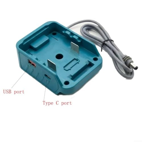 18W DC Power Adapter with 96cm Cables for 18V 20V MAX for lxt for battery, Compatible with BL1830 BL1840, Teal ABS Converter for Work Light Fan Tools(with USB Port) — view 4