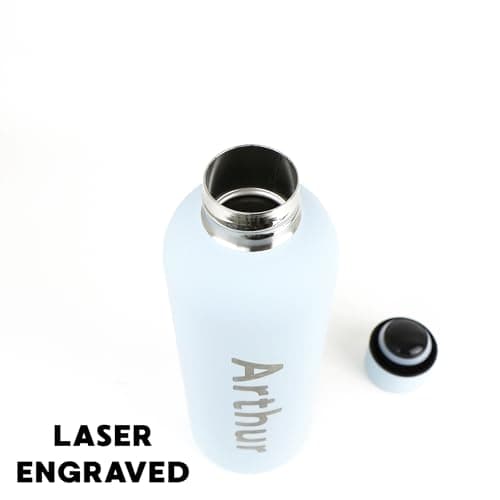 cribstar Personalised Engraved Insulated Water Bottle | Stainless Steel Water Bottle | Double Walled Drink Bottle Keeps 12 Hours Hot & 24 Hours Cold 500ML | Vaccum Flask (Dusty Blue) — view 4