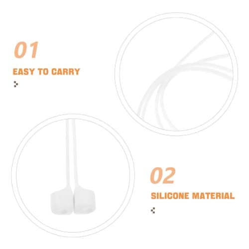 KALLORY Earphone Anti Lost Strap Earphone Strap Silicone Magnetic Anti-lost Lanyard and Earbuds White for Travel and Workout Adults — view 3