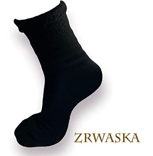 ZRWASKA Men's Diabetic Merino Wool Socks Extra Warm Thermal Sock 2.4 TOG UK Size 6-11Wol Blend, Hiking, Walking, Outdoor Winter 2 Pairs Sox (Pack of 2 (Black)) — view 3