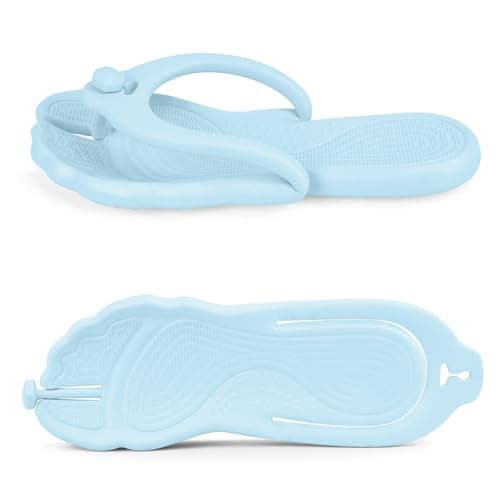 ZOORON Flip Flops for Women Men Travel Slippers Shower Shoes Foldable Bathroom Camp Beach Sandals Lightweight Non-Slip Quick Dry, 1pack-sky Blue, 7-8 Women/5.5-6 Men — view 3