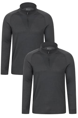 Mountain Warehouse Talus Mens Base Layer Top Multipack - Breathable, Moisture Wicking, Isotherm Top - Autumn Winter, Outdoors, Travelling & Hiking Charcoal (Multipack) L