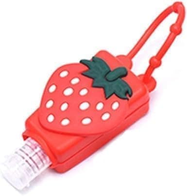 Wyjuan 3 Pcs Strawberry Empty Travel Bottle Hand Sanitizer, Silicone Case Keychain Carrier, Refillable Bottle Cosmetic Container for Cosmetic Containers, Refillable Portable Travel Containers Tools — view 2