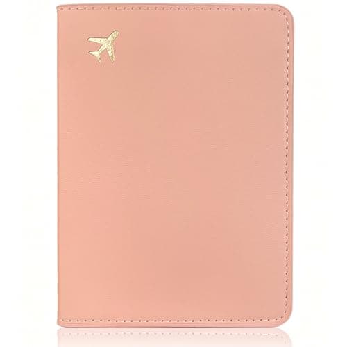toTravelGear Passport Holder for Travel Essentials,RFID Blocking Passport Cover Case for Travel Accessories,Travel Wallet for Women Men, Pink, Compact