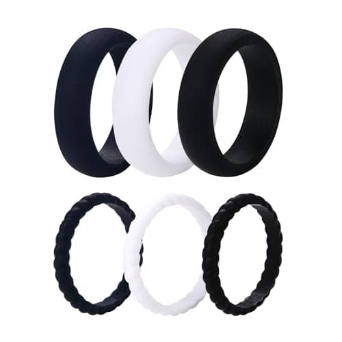 Oidea Women's Silicone Rings Set: Thin and Stackable Rubber Wedding Engagement Ring Bands Valentine's Day Gift Jewelry Gifts for Women Ladies Pack A Size 9