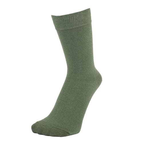 ZAKIRA Combed Cotton Dress Socks - Plain Colour Business Crew Socks for Men & Women, Soft Breathable Cotton, 6-10 (UK), Army Green — view 2