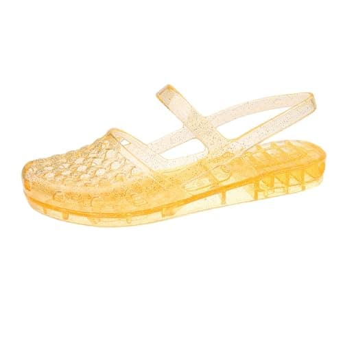 Summer Sandals,Clear Glitter Jelly Sandal for Woman Casual Slip on Summer Holiday Beach Jelly Fashion Waterproof Flat Sandals Shoes Outdoor Sport Casual Shoes for Walking, Travelling, Poolside