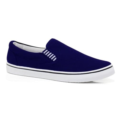 Mens Canvas Shoes Slip On Boat Deck Yachting Summer Plimsoll Casual Pumps Trainers (Navy Blu, 9, UK Footwear Size System, Adult, Men, Numeric, Medium, 9) — view 2
