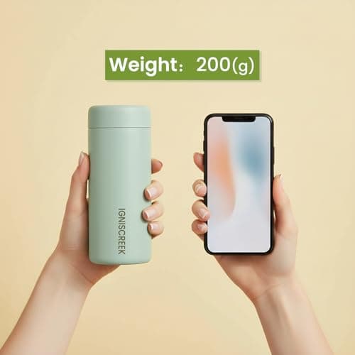 350ml Small Thermal Water Bottle‑ Mini Travel Flask for Hot & Cold Drinks, 316L Stainless Steel, Leak‑Proof Vacuum Sealed Bottle, BPA‑Free, 12hr Hot & 24hr Cold (Light Green) — view 4
