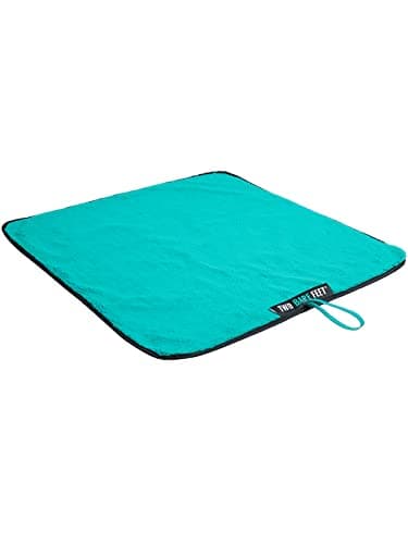 Two Bare Feet Portable Changing Mat for Surfing, Swimming, SUP & Watersports – Waterproof, Soft Sherpa Fleece, Roll-Up Design for Easy Travel & Outdoor Sports (Black/Teal) — view 3