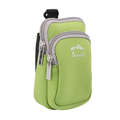 Neoprene Dual Zip Pocket Pouch Phone Bag Case for Hiking Climbing S Green