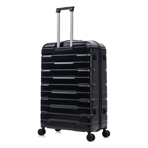 Rocklands London Suitcase Large 29 Inch Hard Shell Lightweight Checked Luggage with 360° Rubber Spinner Wheels Durable Travel Case Telescopic Handle, TSA Lock (Black) — view 2