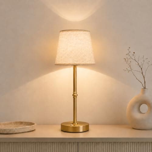 fuaoddda Cordless Rechargeable Table Lamp, 3000K USB Bedside Lamp Gold