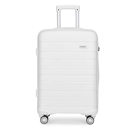 Kono 24 Inch Lightweight Polypropylene Medium Check in Luggage (White)