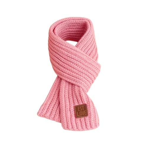 Toumett Kids Scarf,Kids Autumn Winter Knit Scarves,Boys Girls Scarf,Soft Knitted Neck Warmer Kids Scarf,Black/White/Pink Solid Scarf (Pink)