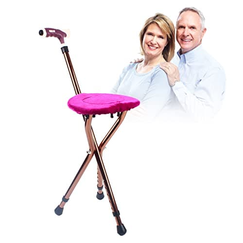 Folding Chair with Walking Stick,Walking Cane 2-In-1 Foldable Walking Stick with Seat, Lightweight and Adjustable for Elderly and Mobility Support with Led Night Light for Indoor and Outdoor Use — view 2