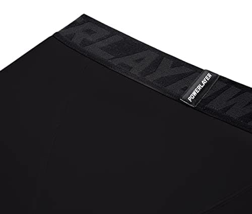 PowerLayer Skins for Boys Kids Base Layer Thermal Long Sleeve Top & Tights Football Compression Set - Black Top + Black Stealth Tights, 12-14 Years — view 4