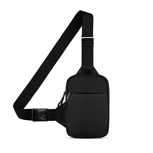 Simptech Small Sling Bag Cross Body Chest Bag Shoulder Bag for Men Women Water Resistant Crossbody Man Bag for Runner Workout Hiking Cycling Travelling (2023 Black)