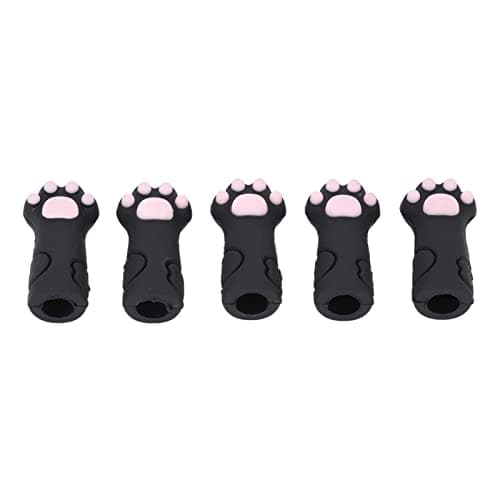 ASHATA Cat Shape Silicone Cuticle Scissors Cover Protector, 5 Pack Cuticle Trimmer Protective Sleeve for Nail Nipper and Toenails, Soft Silicone Nipper Cover for Travel (Black) — view 2
