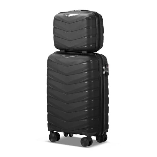 Karl home Luggage Set 2 Piece, 20in Carry-on with 12 Mini Case, Black