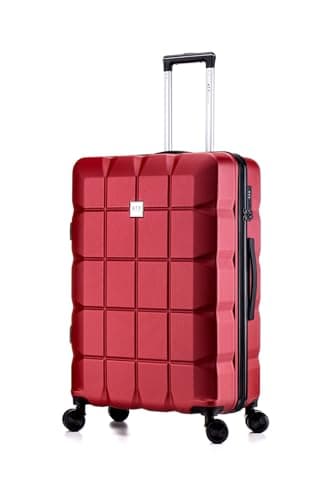 ATX Luggage Suitcase Large Hardshell 4 Dual Spinner Wheels Super Lightweight ABS Hold Check in with Built-in TSA Lock (Wine Red, 110 Liter)