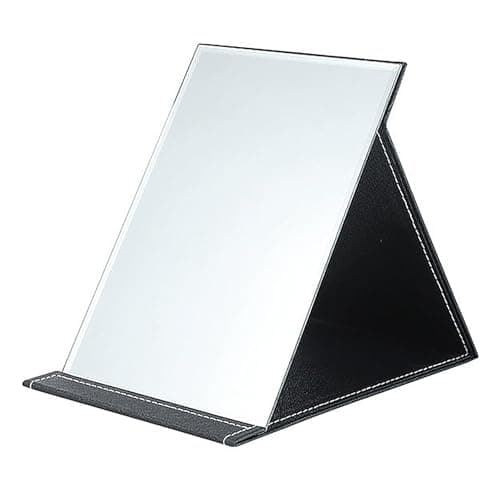 C5DGPH Folding Tabletop Travel HD Makeup Mirror,PU Leather Foldable Cosmetic Mirror,Compact Standing Vanity Mirrors for Men, Women and Girls