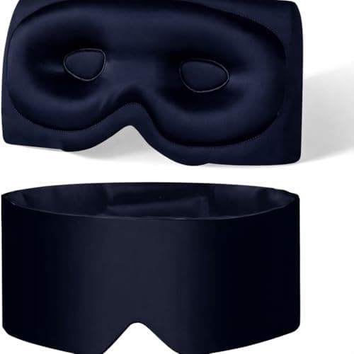 3D Mulberry Silk Sleep Mask 22Momme 6A, Zero Eye Pressure Blackout Navy