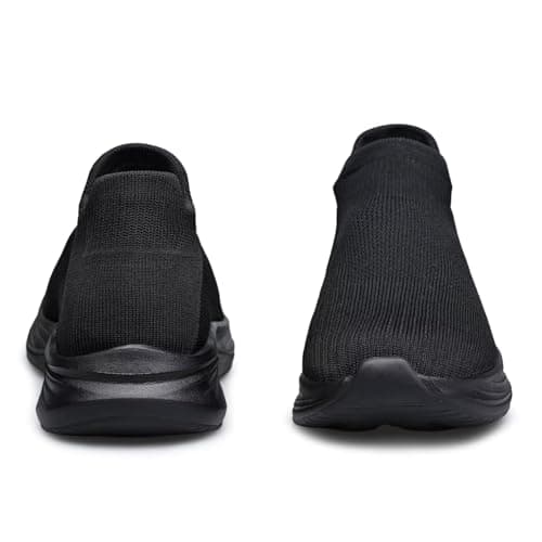 Men Slip On Trainers Barefoot Shoes Walking Shoes Casual Mesh Breathable Comfortable Lightweight for Workouts All Black — view 3