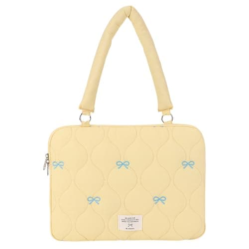 15Inch Nylon Pleated Cute Laptop Bag Large Shoulder Bag for (Yellow) (style8)