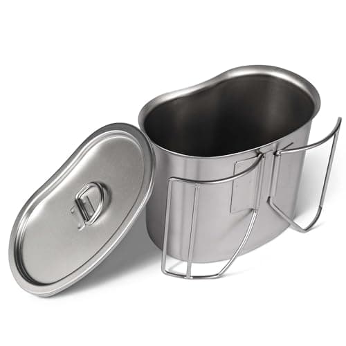 Goetland US Military Style Stainless Steel US Army Canteen Cup with Lid 0.7 qt 800 ml Water Cup Travel Mug Camping Coffee Mug — view 5