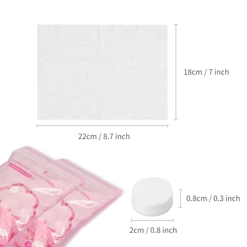 Classycoo Compressed Towel, 200 PCS Disposable Face Wipes, portable Tablets Cotton Tissue for Travel, Camping, Hiking, Sport, Beauty Salon, Home Hand Cleaning and Outdoor Activities, 2Pink — view 2