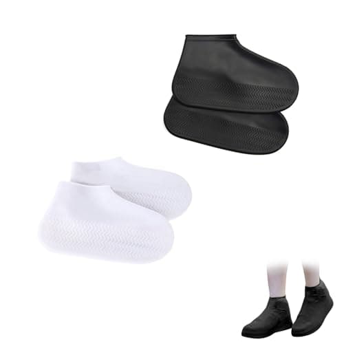 RHQFDM Silicone Shoe Cover 4 Piece Reusable Non-slip Silicone Shoe Cover Silicone Waterproof Overshoes,Unisex,Semi-Translucent,for Rainy Days,Beaches,Muddy Roads(M)