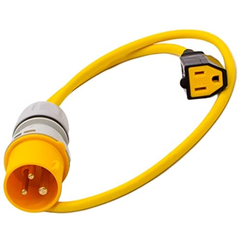 IP44 110volt 16Amp plug to NEMA USA Mains Socket Fly Lead. Power Tool American Appliance Hookup Adaptor for Use on Stepdown, Industrial, Generator (1 Metre) — view 3