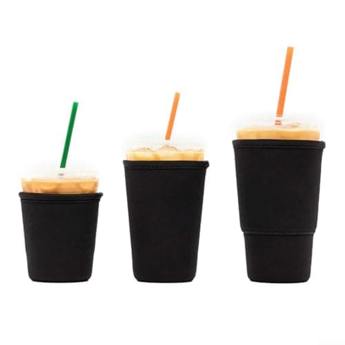 Reusable Neoprene Cup Sleeve Thermal Coffee Tea Protector, Heat Insulated Drink Holder for Hot Beverage Grip, Travel Camping Mug Cover, Takeaway Cup Holder(L Black) — view 5