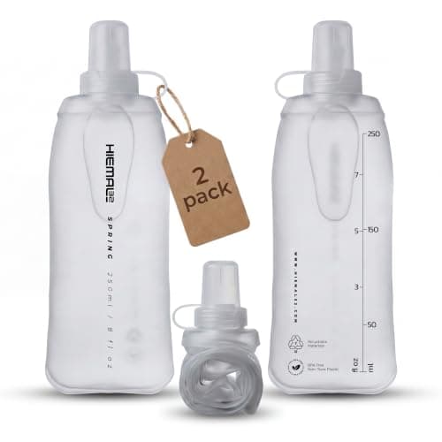 HIEMAL32 250ml Soft Flask 2 Pack – Running Water Bottle for Hydration, Flexible Pouch with Bite Valve & Cap – Lightweight, Leakproof, BPA Free for Sport, Cycling & Travel