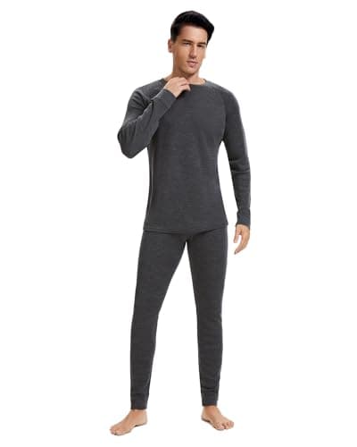 Men's 100% Merino Wool Base Layer Set Lightweight Heather Grey L