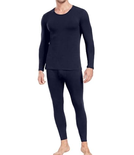 wirarpa Men's Thermal Underwear Set Cotton Long Johns Base Layer Navy L